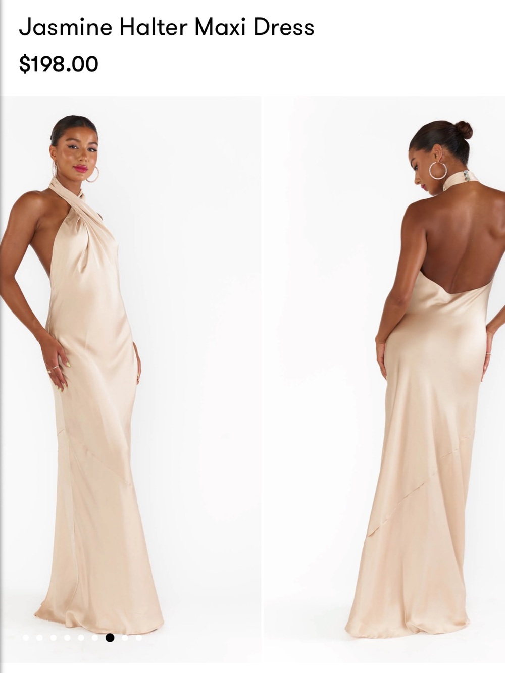 Show Me Your MuMu Champagne Satin Halter Maxi Dress